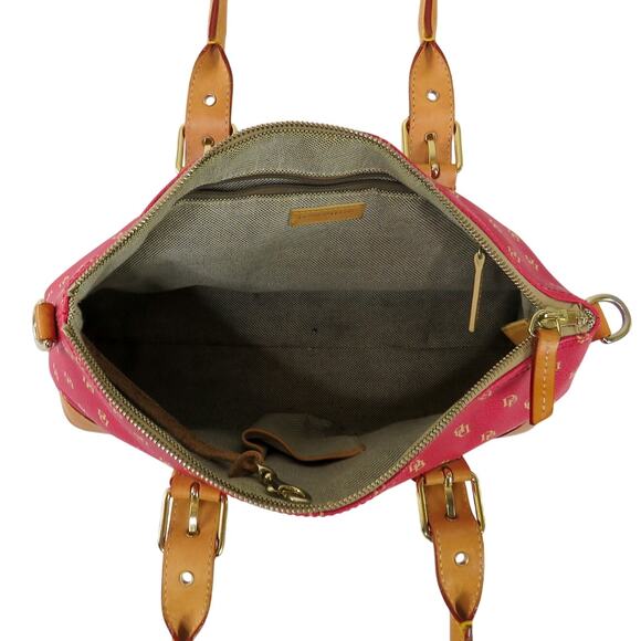 Vintage Dooney & Bourke Berry Pink Leather Domed Satchel Shoulder Bag Purse - Picture 10 of 12